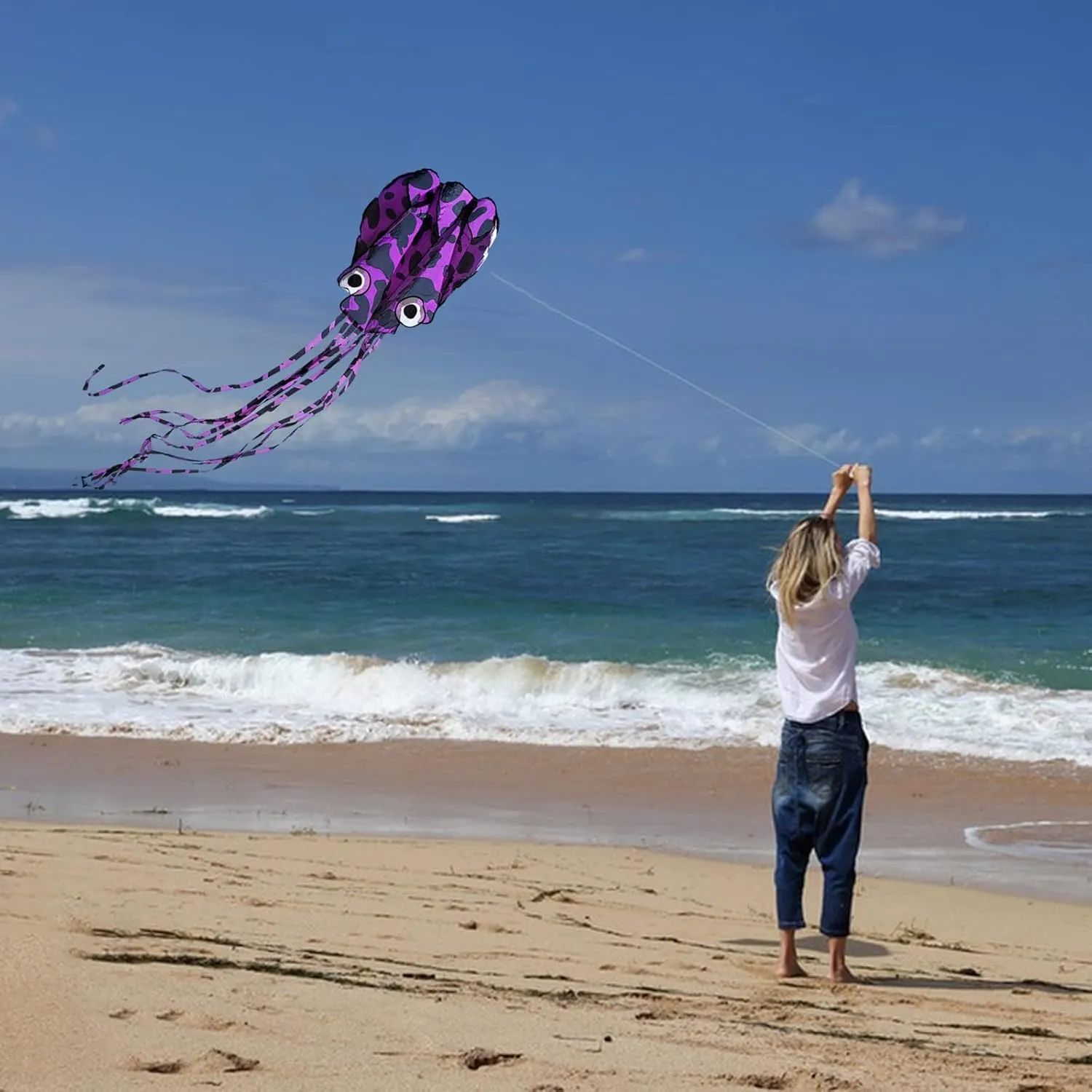 Mint's Colorful Life Octopus Kite for Kids and Adults, Large 3D Software Octopus Kites with Long Tails, Huge Easy Flyer Kites for Beach Trip Family Games and Activities