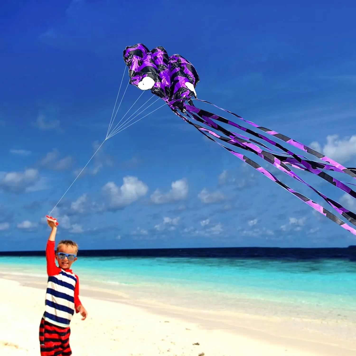 Mint's Colorful Life Octopus Kite for Kids and Adults, Large 3D Software Octopus Kites with Long Tails, Huge Easy Flyer Kites for Beach Trip Family Games and Activities