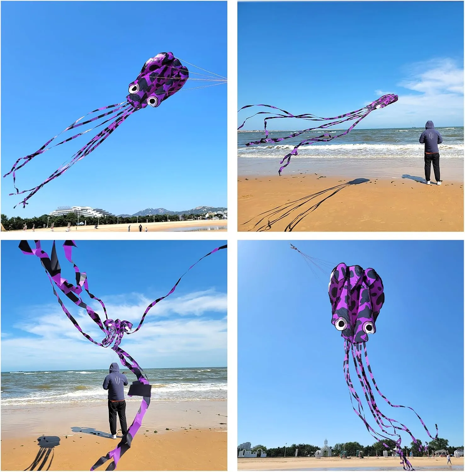 Mint's Colorful Life Octopus Kite for Kids and Adults, Large 3D Software Octopus Kites with Long Tails, Huge Easy Flyer Kites for Beach Trip Family Games and Activities