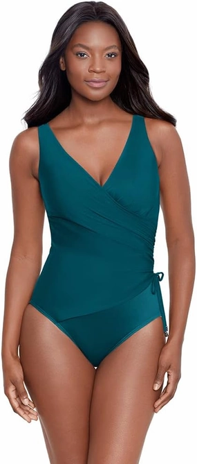 Miraclesuit Women's Swimwear Chevron Python ECLAT Soft Cup Tummy Control One Piece Swimsuit