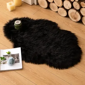 MIULEE Fluffy Rug Soft Shaggy Faux Fur Area Rug Luxury Plush Cloud Shape Carpet for Halloween Bedroom Living Room Sofa Chair 2 x 3 Feet, Black