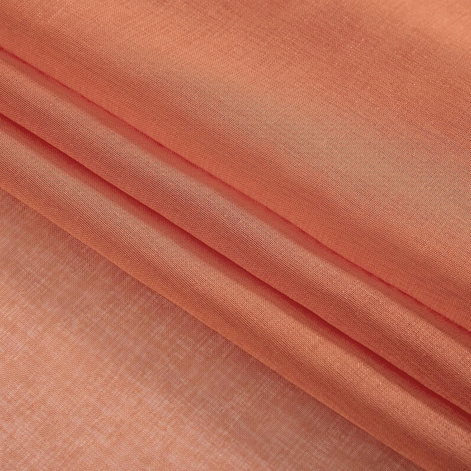 MIULEE 2 Panels Burnt Orange Semi Sheer Window Curtains Elegant Grommet Top Window Voile Drapes/Treatment Linen Textured Panels for Bedroom Living Room Fall Decor (54X84 Inches)