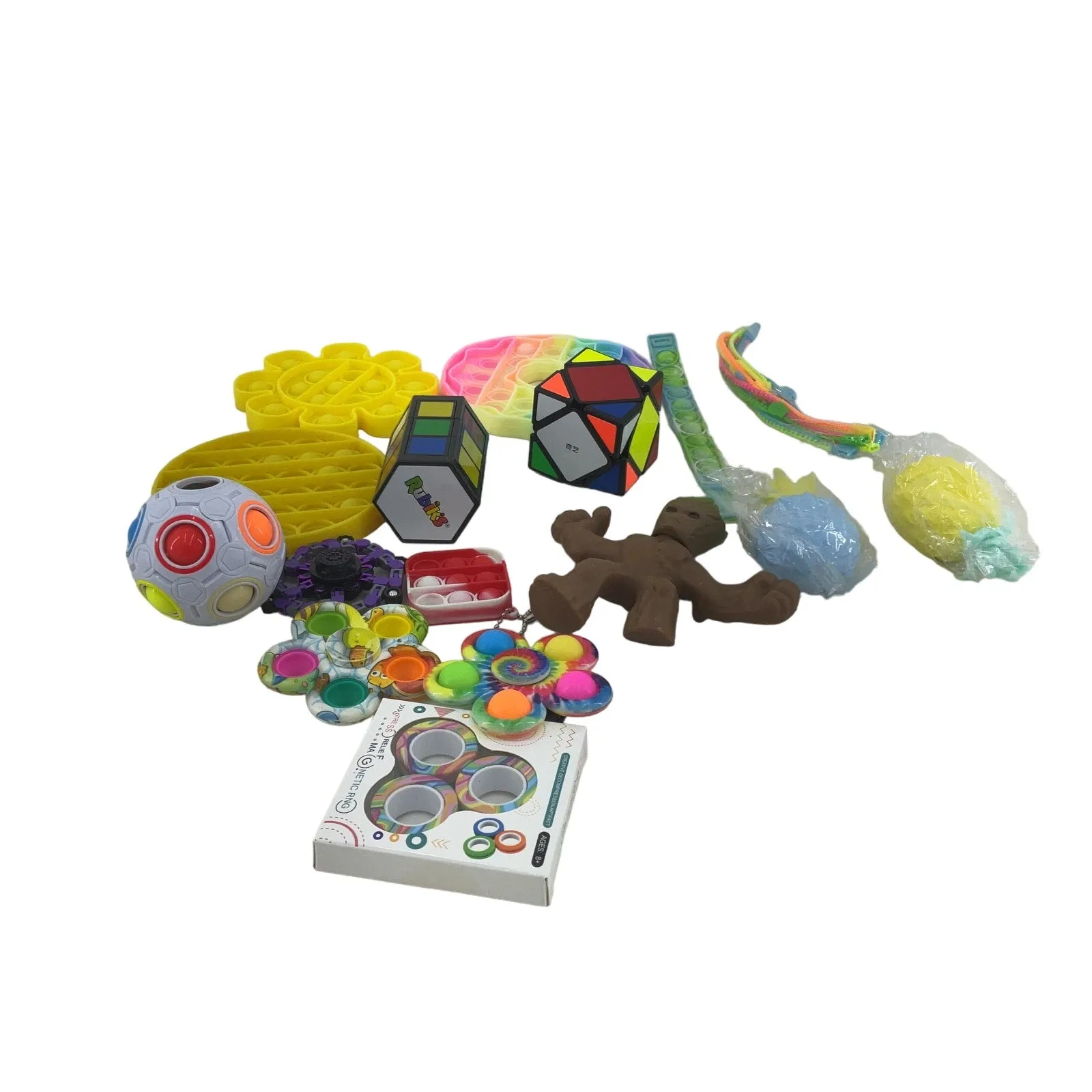 Mixed Fidget Sensory Colorful Stress Relieving Toys Spinners Pop Its Stress Ball