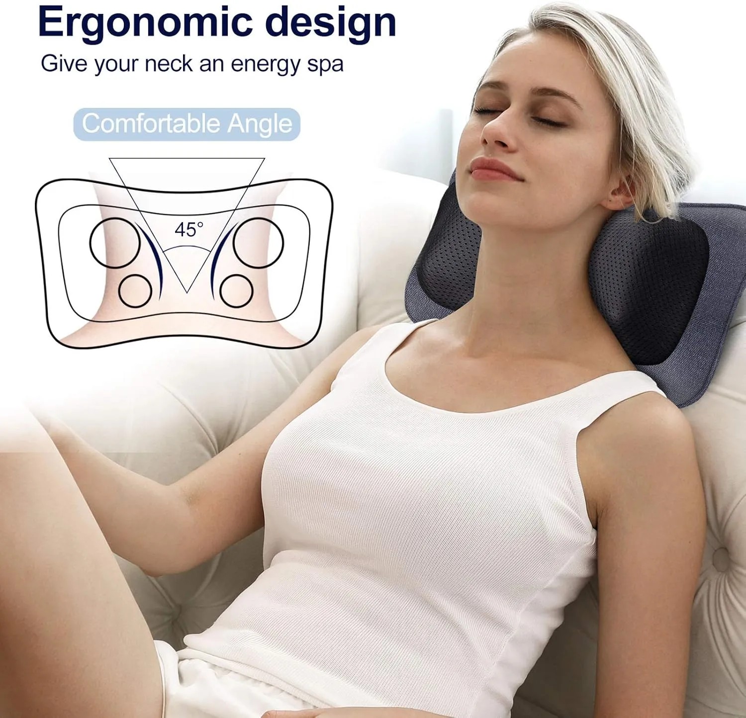 Mo Cuishle Electric Shiatsu Back Massager with Heat - Powerful 3D Kneading for Neck, Shoulder, Lower Back Pain Relief - Ergonomic Design for Home, Office, & Car - Gifts for Women, Men, Mom & Dad