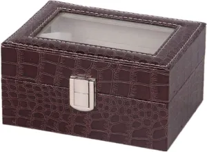 Modern Watch Box Leather Watch Storage Display Box Watch Box Metal Buckle 3-Slot Gift for lovers(Coffee)