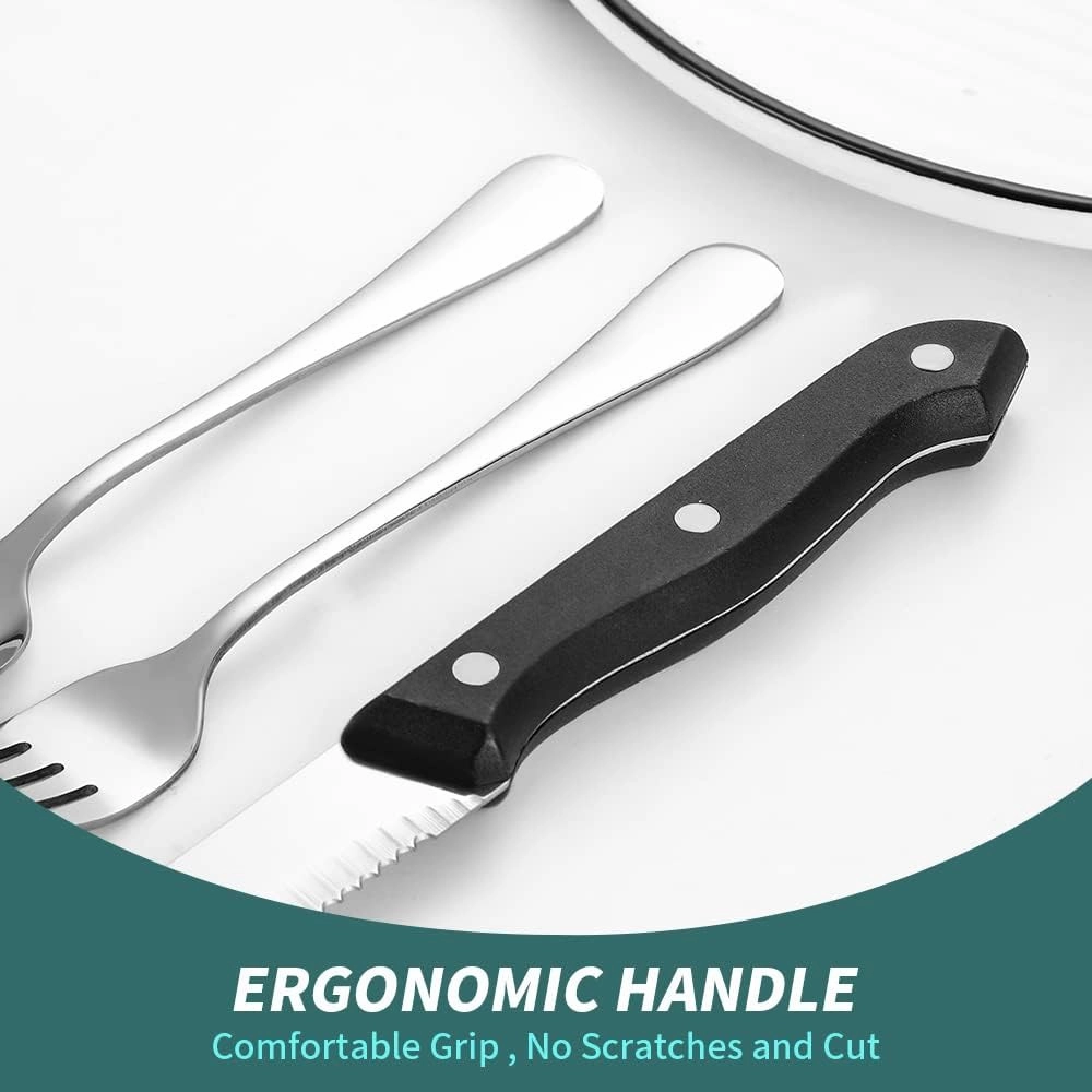 Modern Flatware Silverware Set for 4 Stainless Steel Cutlery 24 Pieces include Forks Spoons Knives Mirror Polished Dishwasher Safe Home and Restaurant Utensils
