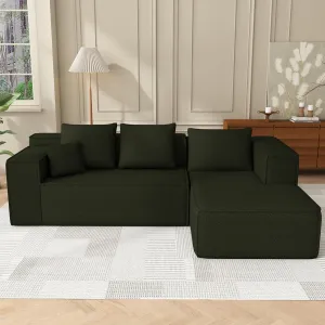 Modular Sectional Sleeper Sofa,L-Shape Chaise,7-Seater Sofa,Upholstered Couches for Living Room Bedroom,No Assembly,Green