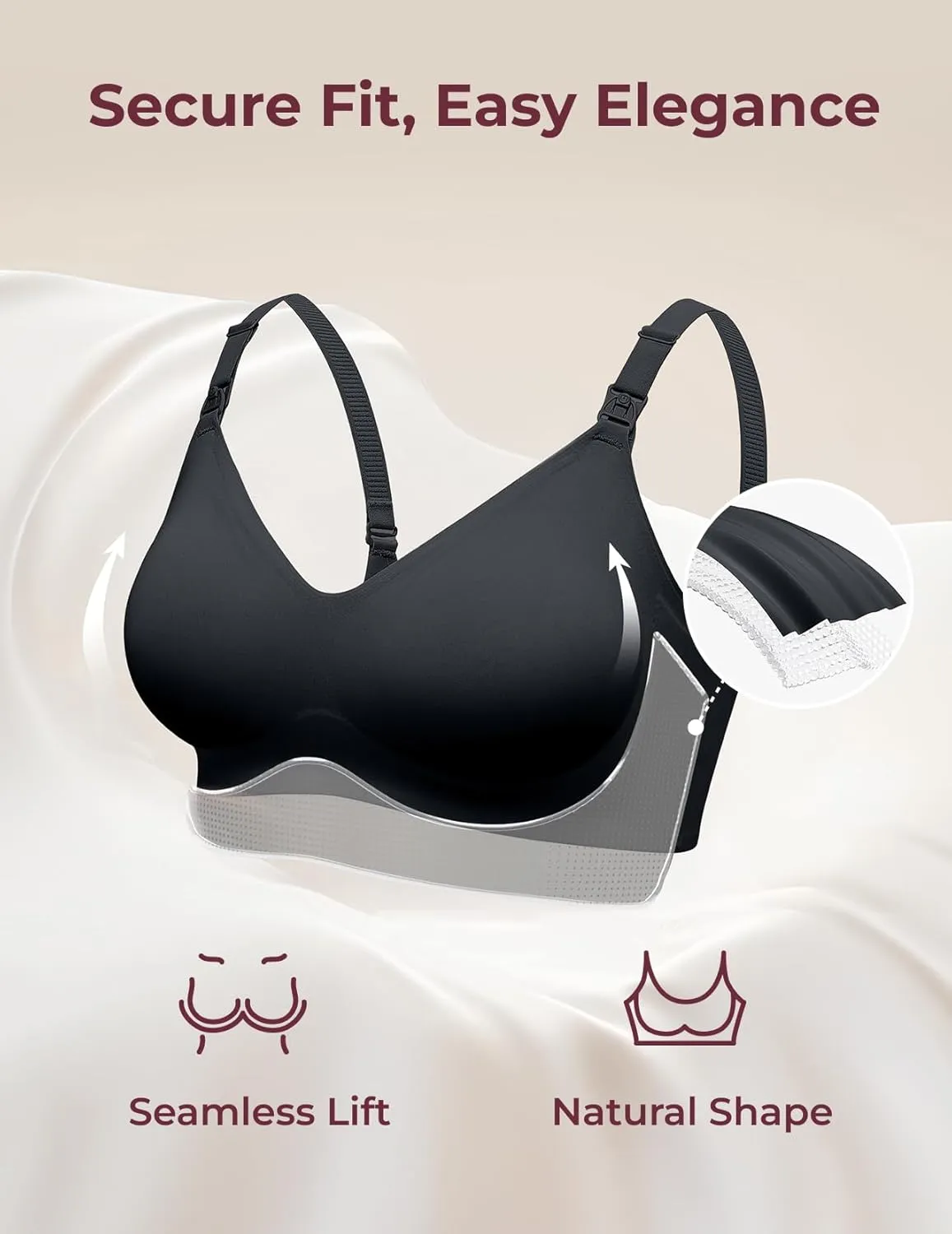 Momcozy Nursing Bras for Breastfeeding, YN21 Seamless Ultra Comfort Maternity Bra, Natural Shape, Pregnancy Sleep Bralette