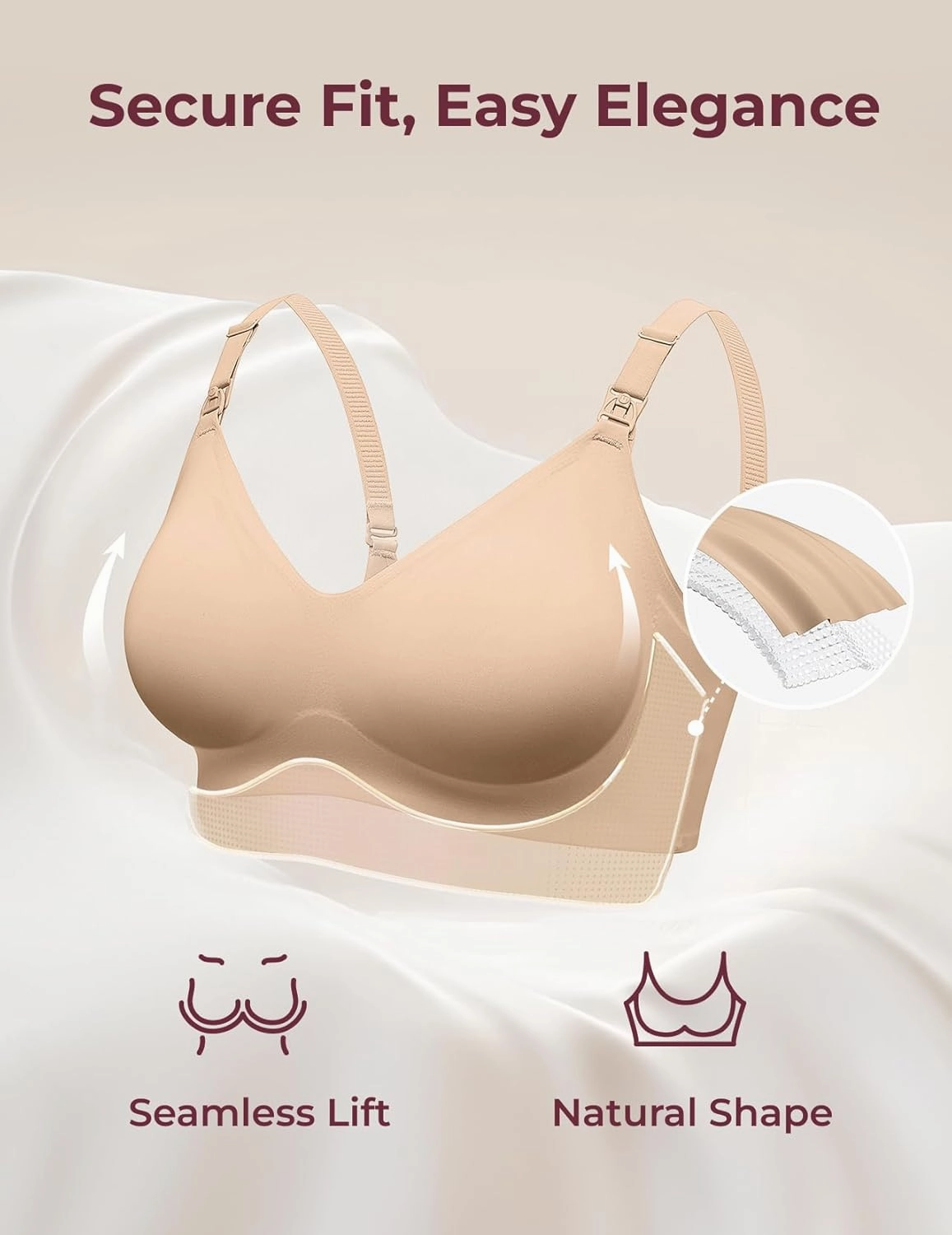 Momcozy Nursing Bras for Breastfeeding, YN21 Seamless Ultra Comfort Maternity Bra, Natural Shape, Pregnancy Sleep Bralette