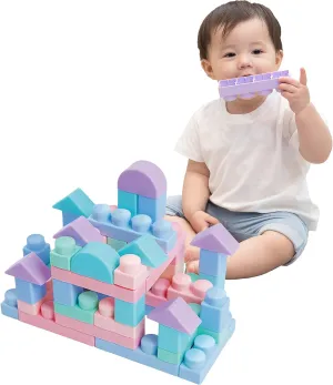 MOOMU Soft Building Blocks, Baby Ages 6 Month Old and up, STEM Montessori Preschool Learning Stacking Block Kit Educational Infant Safe Soft Blocks for Baby Toddlers 1-3 Years 40 PCs