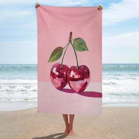 Mosaic Disco Ball Cherries Beach Towel Sand Free Microfiber Large Shower Towels Multipurpose Absorbent for Bathroom Pool 52x32 Inch