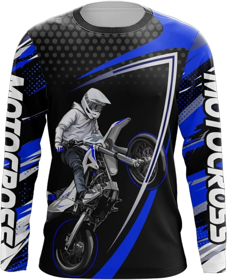 Motocross Racing Jersey UPF30  Youth Motorcycle Shirt MX Racing Dirt Bike Jersey Off-Road Shirt Kid Men Women XM173