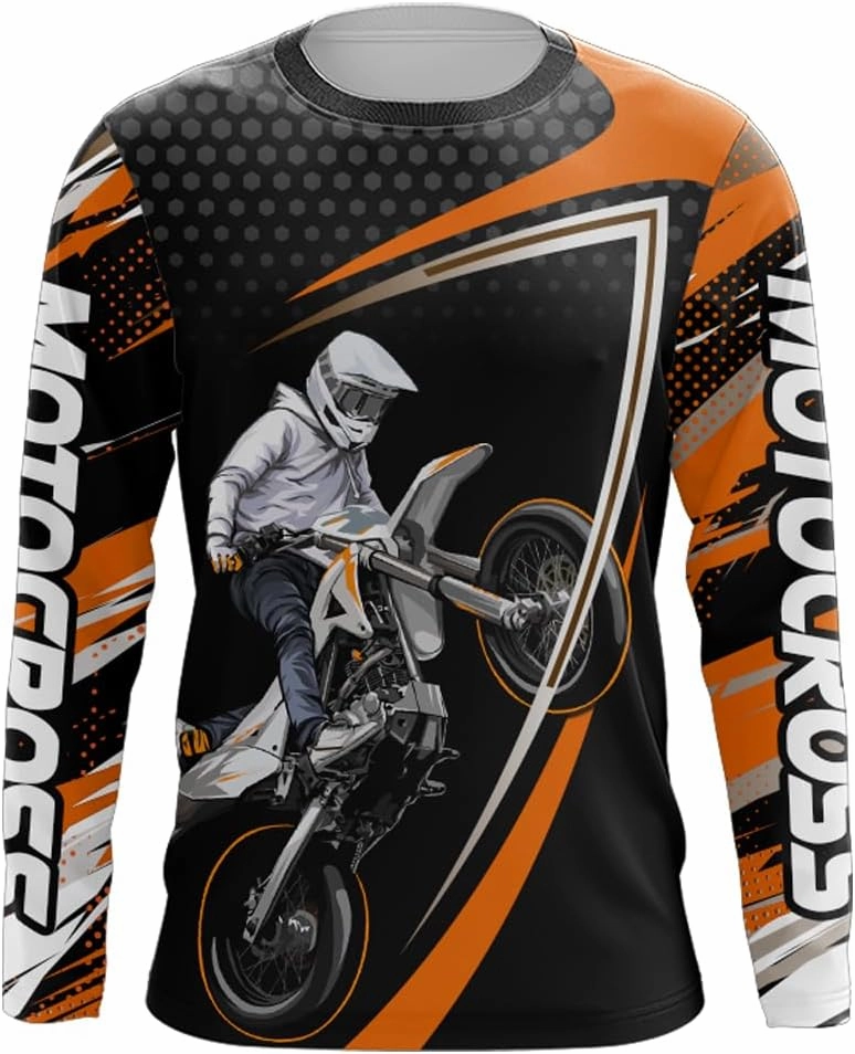 Motocross Racing Jersey UPF30  Youth Motorcycle Shirt MX Racing Dirt Bike Jersey Off-Road Shirt Kid Men Women XM173