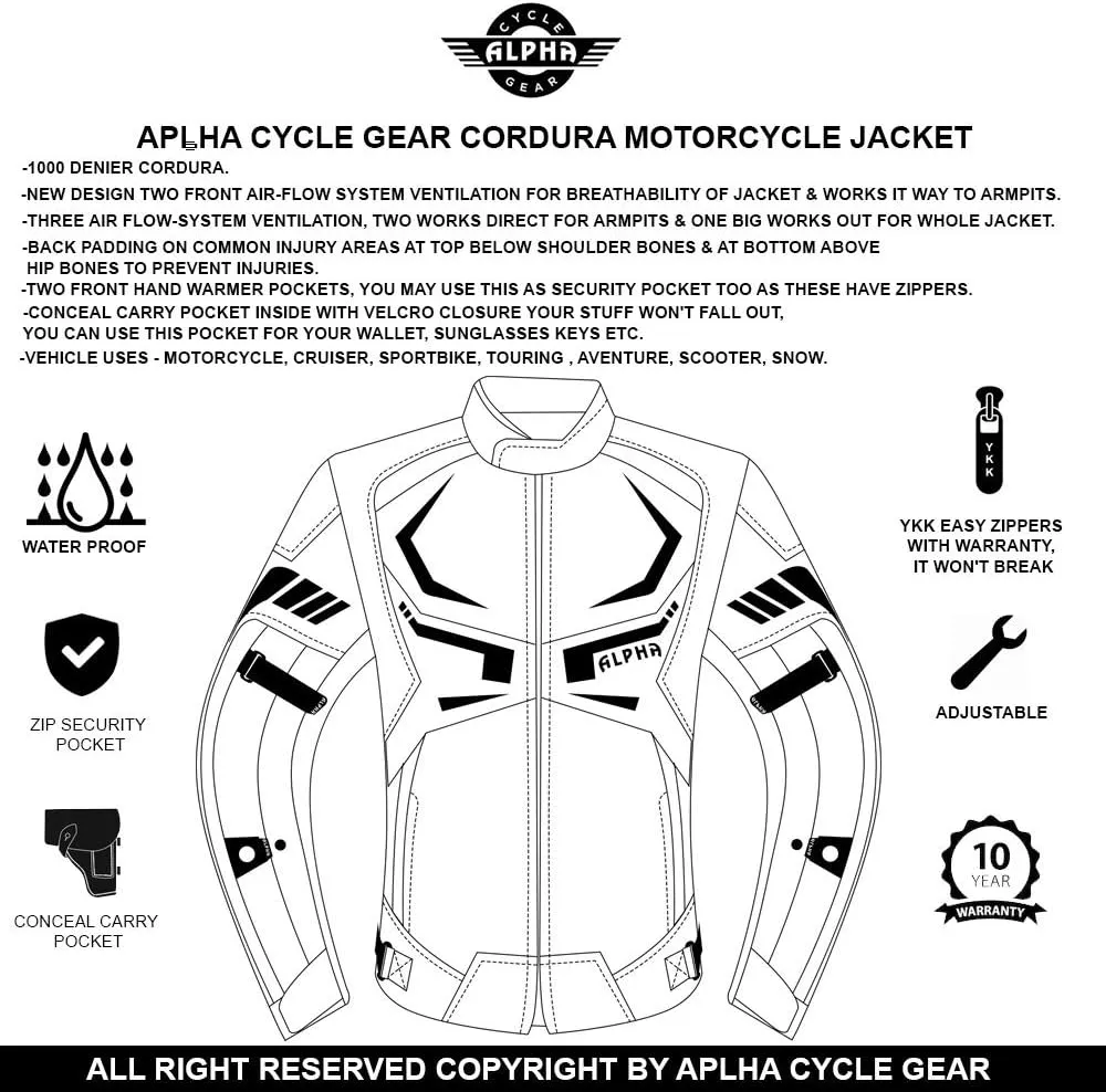 MOTORCYCLE JACKET MENS CE ARMORED BIKERS RIDING RACING WATERPROOF ALL SEASON JACKET (GREEN, MEDIUM)