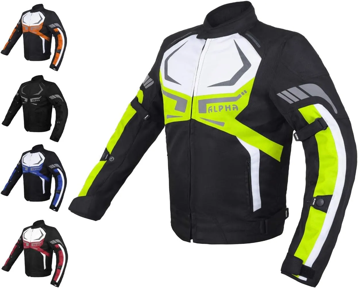 MOTORCYCLE JACKET MENS CE ARMORED BIKERS RIDING RACING WATERPROOF ALL SEASON JACKET (GREEN, MEDIUM)