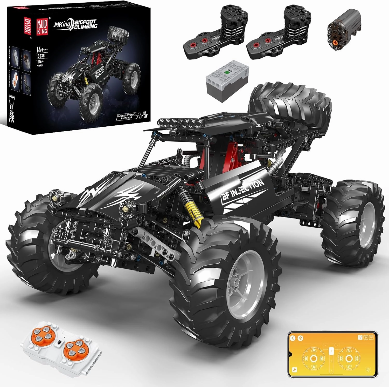Mould King Bigfoot Climbing Car Building Kit, Remote Control Buggy Off-Road Racing Car Toy Building Blocks Set, for Kids/Adult(1016  Pieces)