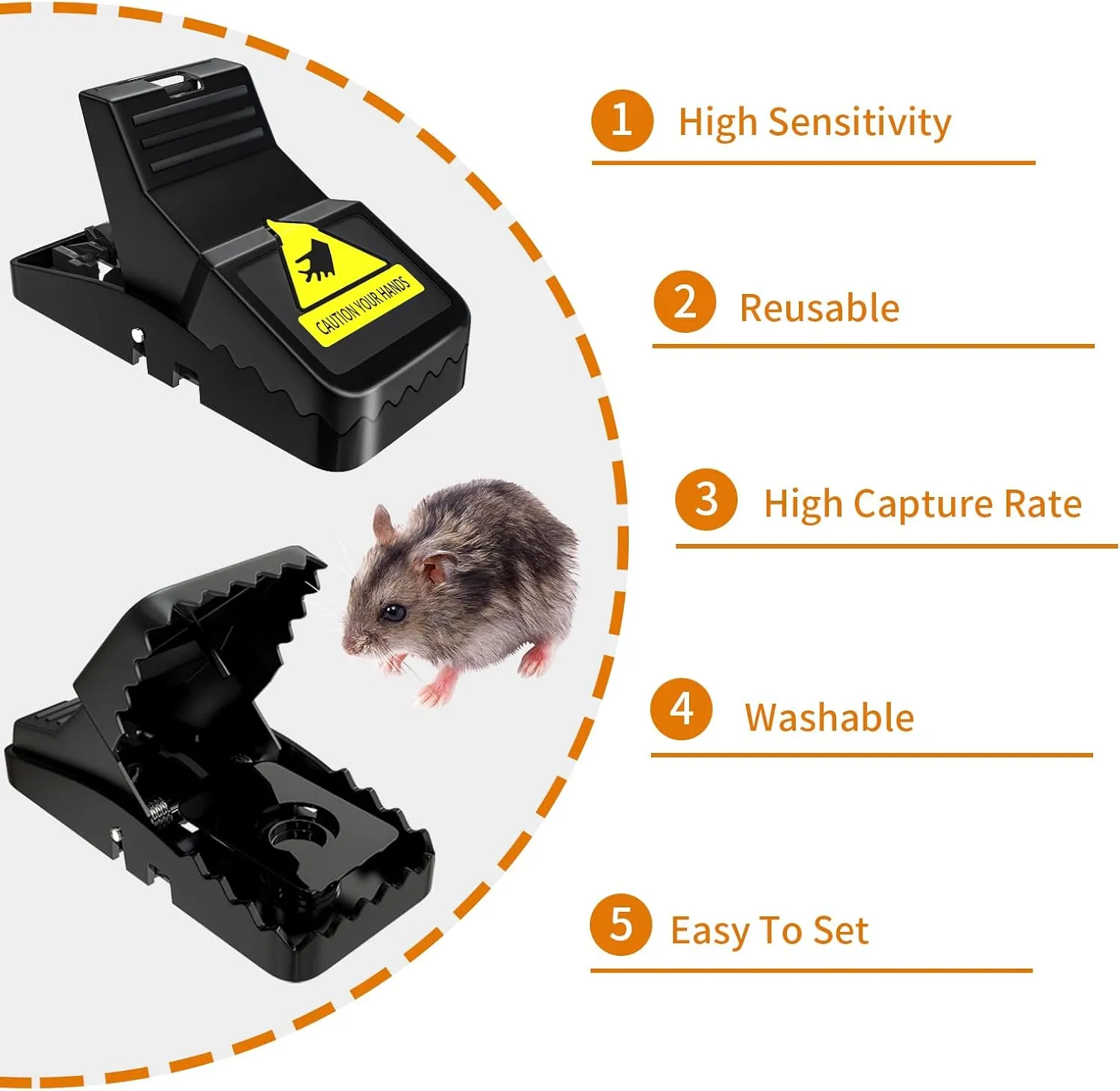Mouse Traps Indoor for Home: Small Mice Trap for House Indoor Kill - 12 Pack Easy Set Mousetrap That Work Professional Reusable Mouse Killer, Quick Effective Snap Traps with Detachable Bait Cup
