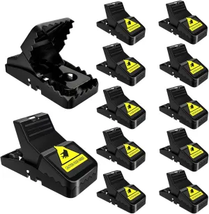 Mouse Traps Indoor for Home: Small Mice Trap for House Indoor Kill - 12 Pack Easy Set Mousetrap That Work Professional Reusable Mouse Killer, Quick Effective Snap Traps with Detachable Bait Cup