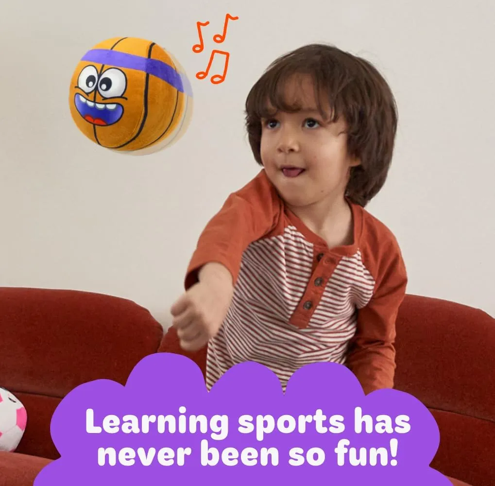 Move2Play, Hilariously Interactive Toy with Music & Sound Effects | Birthday Gift for Boy & Girl | Ball for Toddler & Baby | Indoor/Outdoor | 1, 2, 3  Year Old (Football) (Basketball)