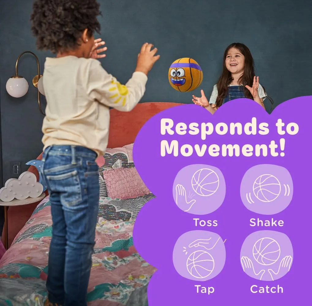 Move2Play, Hilariously Interactive Toy with Music & Sound Effects | Birthday Gift for Boy & Girl | Ball for Toddler & Baby | Indoor/Outdoor | 1, 2, 3  Year Old (Football) (Basketball)