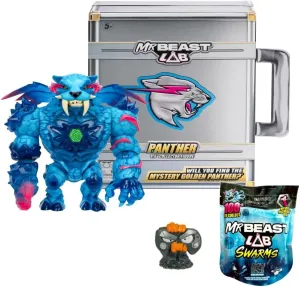 Mr. Beast Lab 6.5 Inch Collector Panther Articulating Action Figure in Signature Briefcase with MrBeast Mini 1 inch Swarms Mystery Collectable Toy Figure Gift Bundled Set