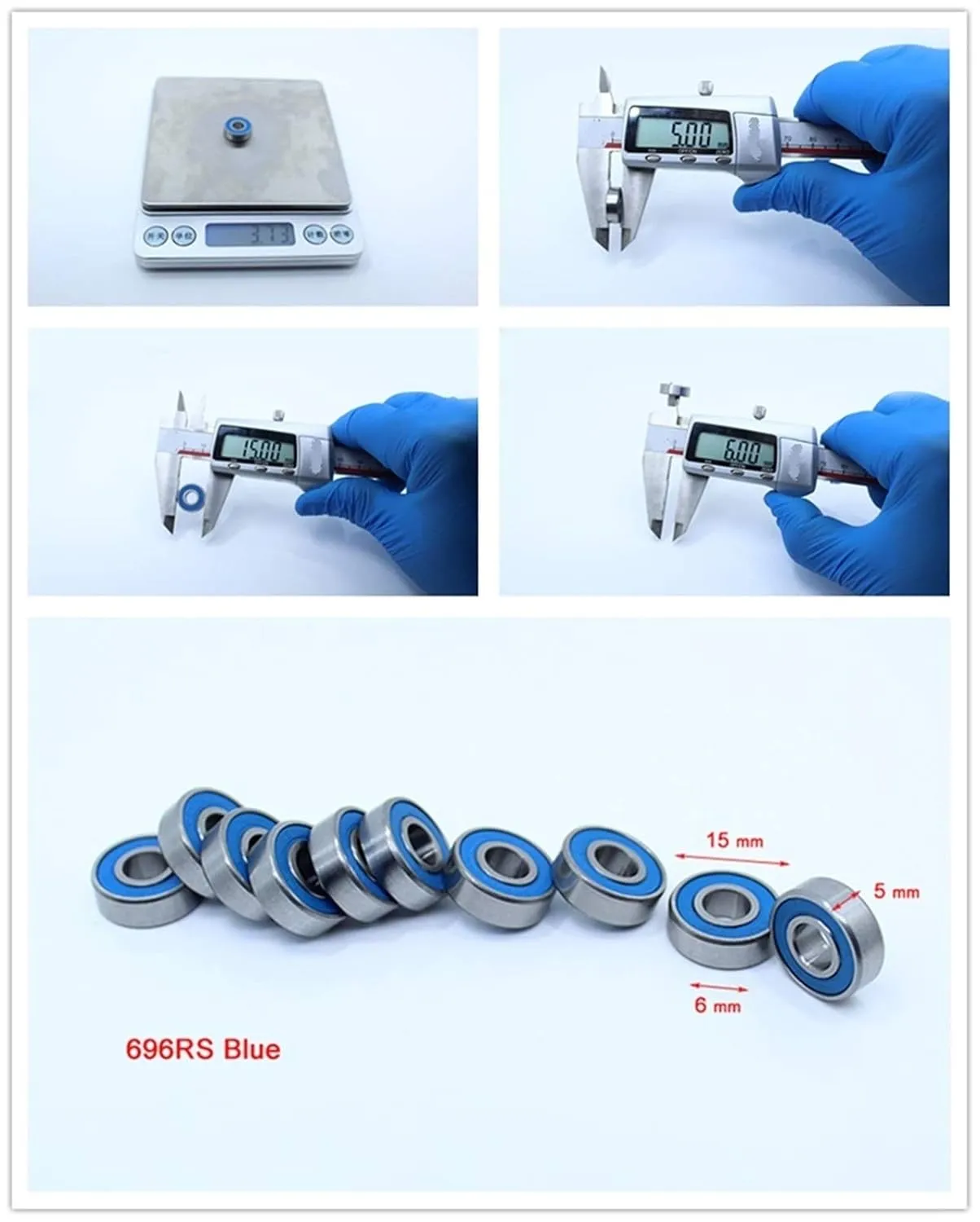 MR125rs MR106rs MR126rs 686rs 696rs Ball Bearing ABEC-3 RC Car Trucks Racing Hobby Ball Bearings for 1/10 1/8 10PCS(Blue Sealed,686RS-10PCS)