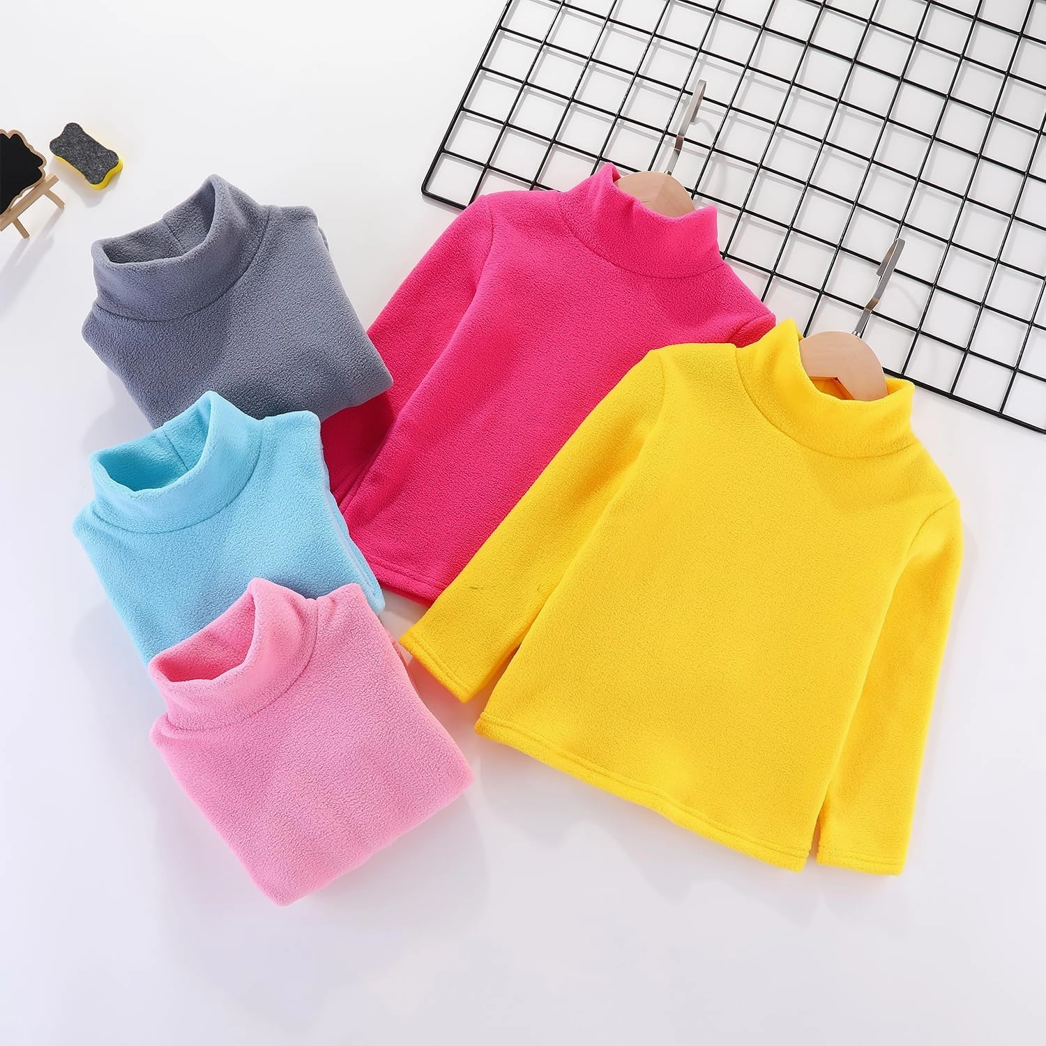 Mud Kingdom Kids Fleece Shirts High Collar Soft Tops Unisex