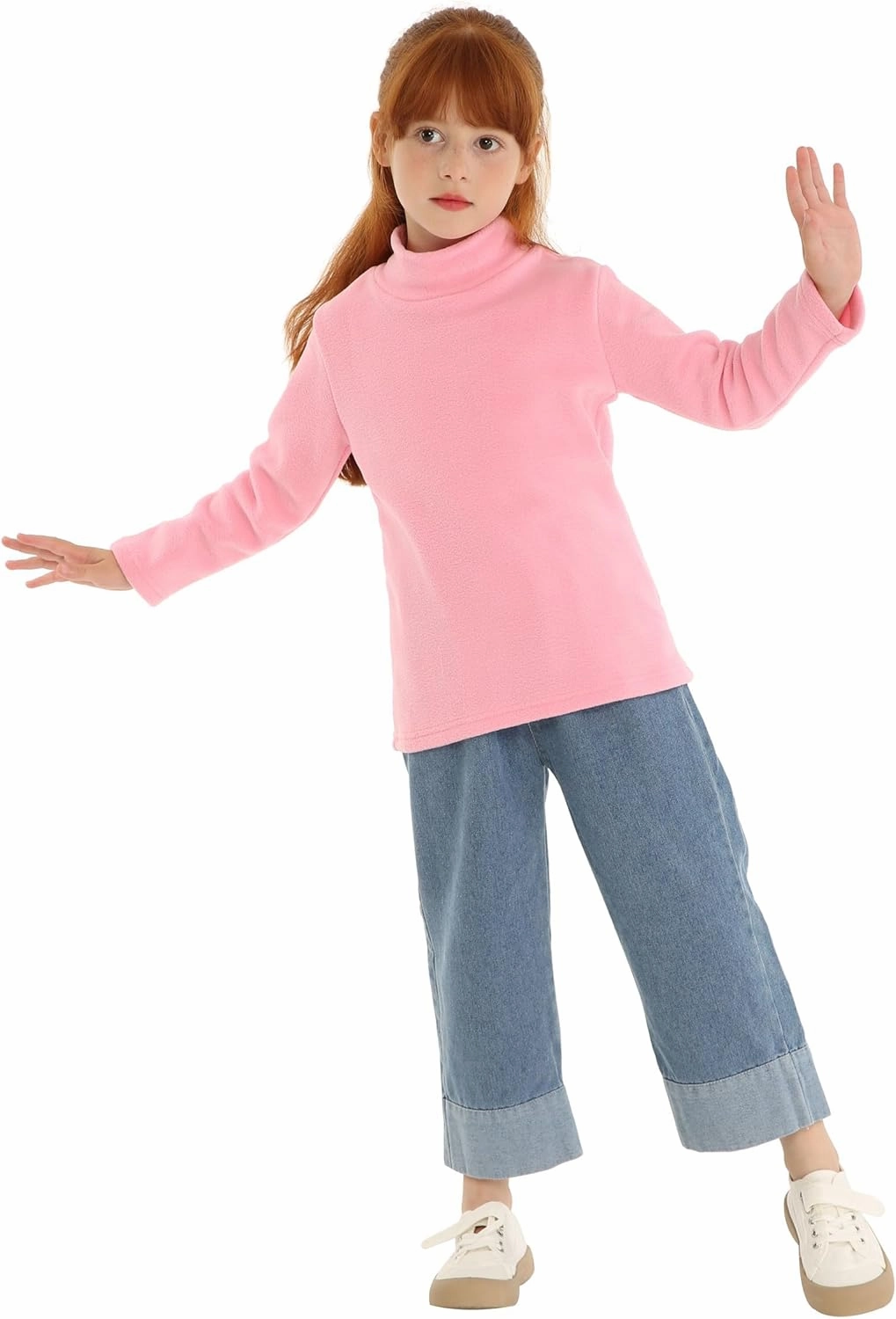 Mud Kingdom Kids Fleece Shirts High Collar Soft Tops Unisex