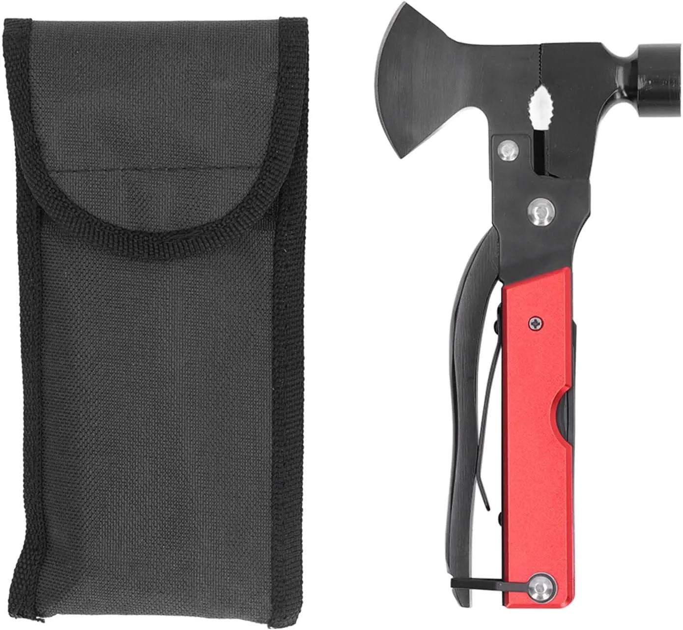Multitool Hammer All in 1 Portable Stainless Steel Axe Knife Pliers Tool Hammer Camping Gear with Safety Lock
