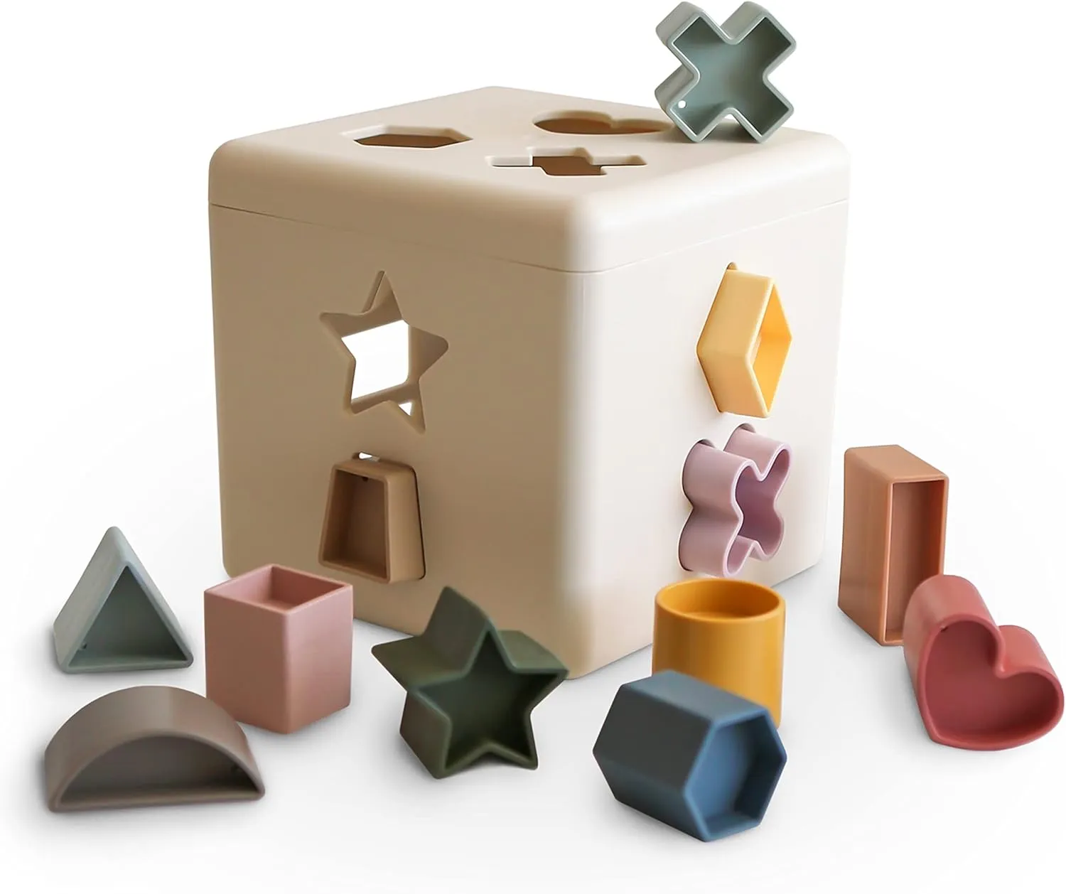 mushie Shape Sorting Box | Educational Learning Toy for Toddlers with 12 Shapes | Made in Denmark (10  Months)