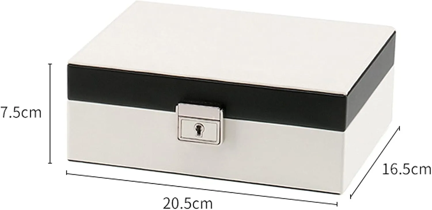 MUSUMI Jewelry Box PU Leather Jewelry Box Organizer with 2 Watch Case Removable Tray Jewelry Display Storage Case - Velvet Lining - Earring Ring Bracelet Case Jewelry Box Organizer (White)