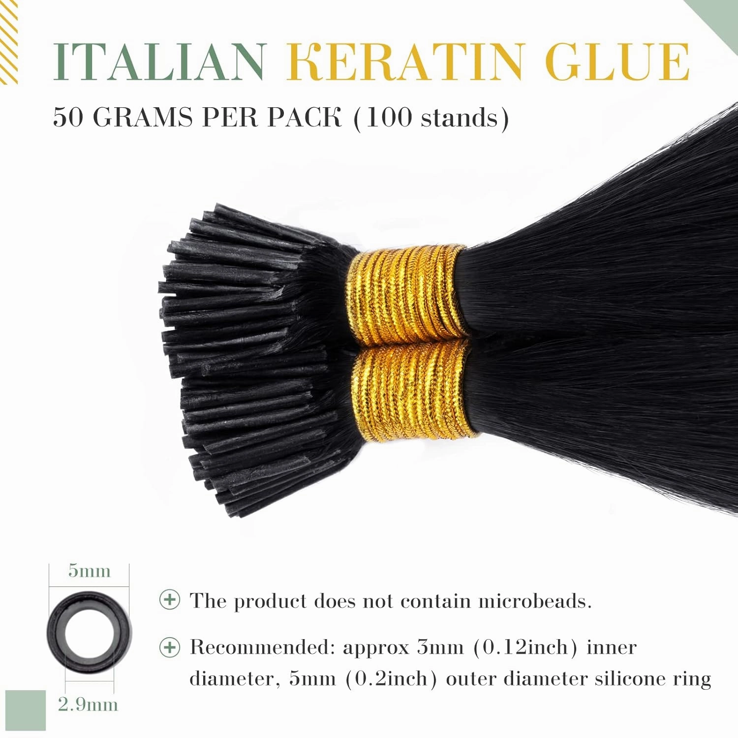 MY-LADY I Tip Hair Extensions Human Hair 100 Strands 16 Inch Jet Black Pre Bonded ITip Human Hair Extensions Cold Fusion Stick Tip Hair Extensions 50g