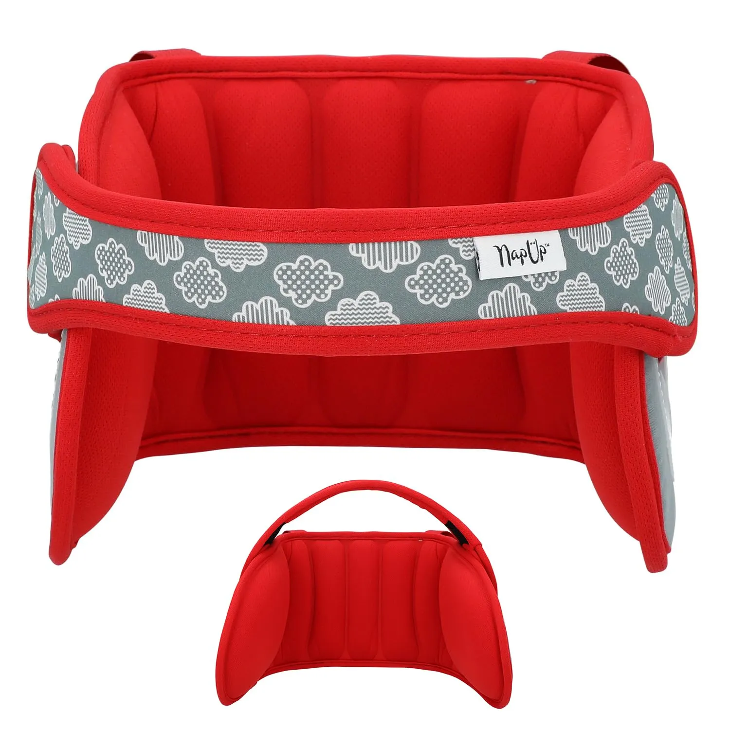 NAPUP Child Head Support for Car Seat – Adjustable Polyester Carseat Head Strap for Sleeping Toddler (Red)