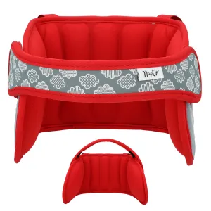 NAPUP Child Head Support for Car Seat – Adjustable Polyester Carseat Head Strap for Sleeping Toddler (Red)