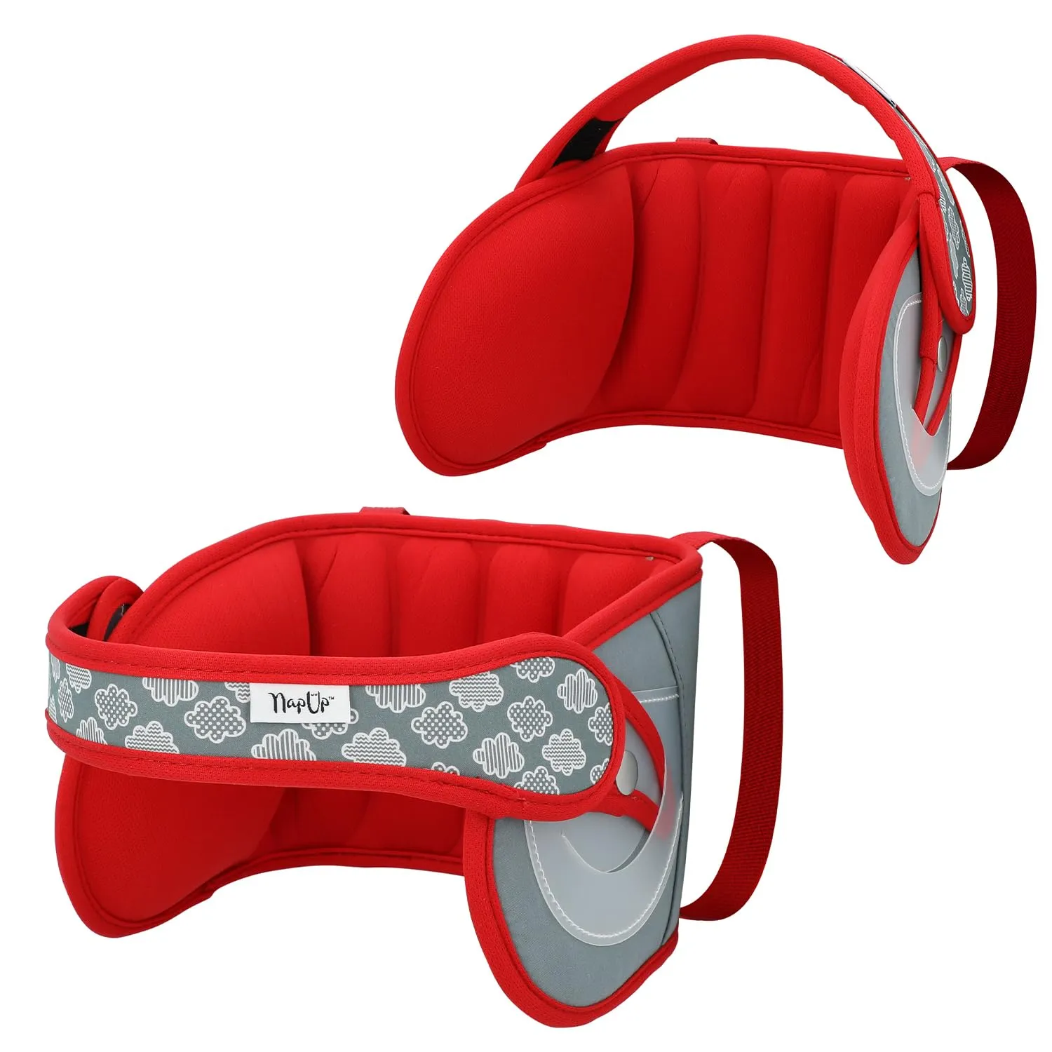 NAPUP Child Head Support for Car Seat – Adjustable Polyester Carseat Head Strap for Sleeping Toddler (Red)