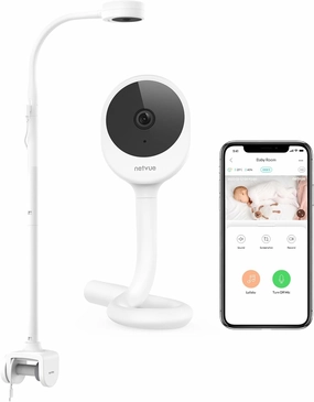 NETVUE Peekababy Baby Camera Monitor, Wireless Baby Monitor with Camera & Audio, 4-in-1 Crib Mount, Smart App, Sleep Analysis & Two-Way Talk (White)