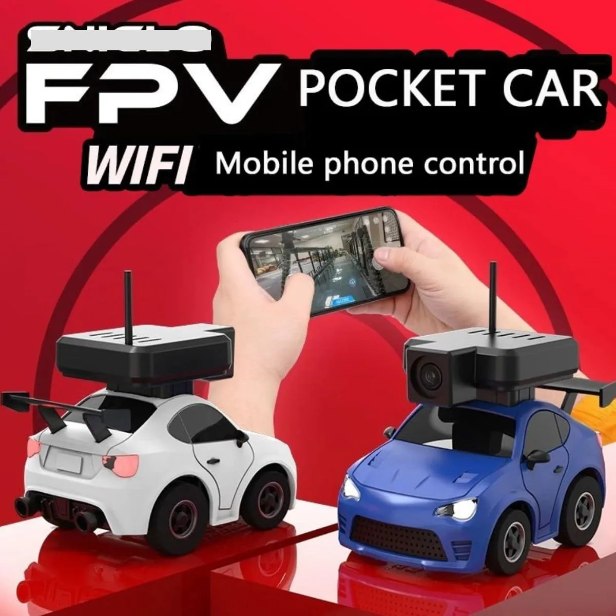 New 1/100 First Vision FPV RC Drift Car with 720P HD Camera LED Ambient Lights 3 Speed Modes Interactive App Control with Gyro Controls Mini Racing Cars for Adults (FPV- Black)