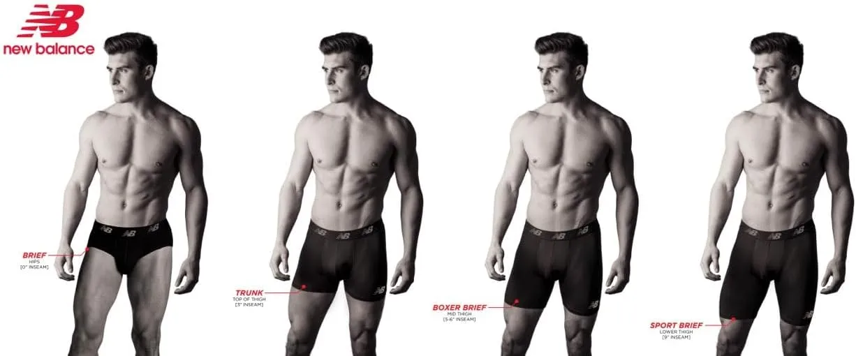 New Balance Men's Ultra Soft Performance 6" Boxer Briefs with No Fly (3 Pack)