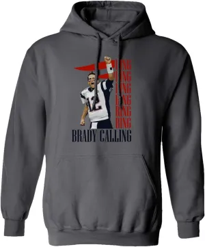 New England Fans Brady SB 6 Rings Goat Men's Hooded Sweatshirt (Gray, X-Large)
