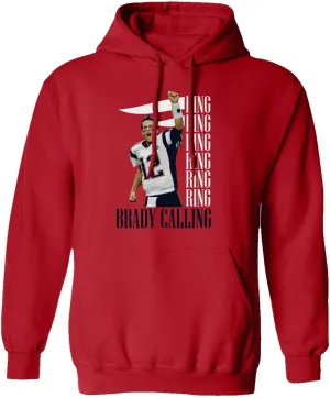 New England Fans Brady SB 6 Rings Goat Men's Hooded Sweatshirt (Red, XXX-Large)