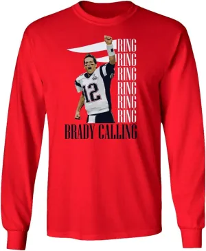 New England Fans Brady SB 6 Rings Goat Men's Long Sleeve T-Shirt (Red, Medium)