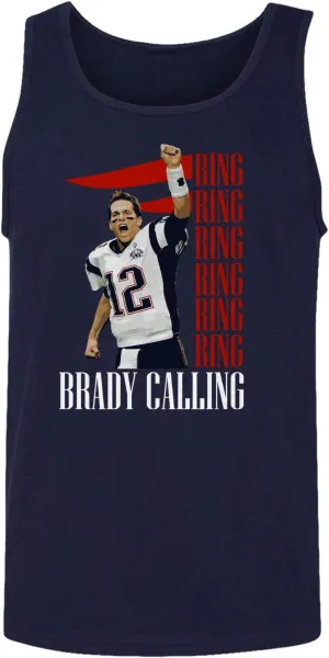 New England Fans Brady SB 6 Rings Goat Men's Tank Top (Navy, Medium)