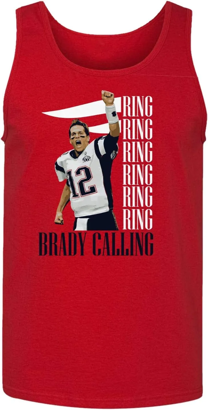 New England Fans Brady SB 6 Rings Goat Men's Tank Top (Red, Small)