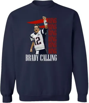 New England Fans Brady SB 6 Rings Goat Unisex Sweatshirt Crewneck Sweater (Navy, Medium)