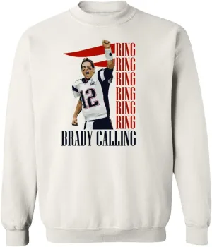 New England Fans Brady SB 6 Rings Goat Unisex Sweatshirt Crewneck Sweater (White, X-Large)