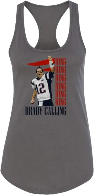 New England Fans Brady SB 6 Rings Goat Women's Racerback Tank Top (Gray, Medium)