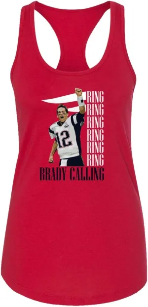 New England Fans Brady SB 6 Rings Goat Women's Racerback Tank Top (Red, Small)