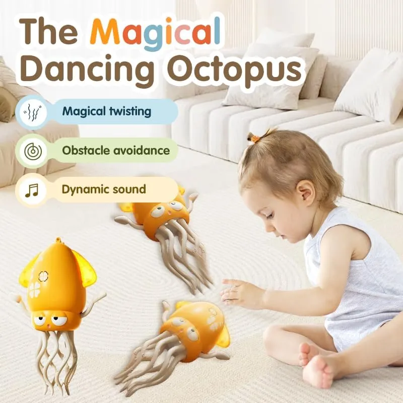 New Interactive Pet Toys, Electric Dancing Octopus Toy, Crawling Dancing Automatic Obstacle Avoidance Octopus Sensor Toy with LED Lights & Music (Green)