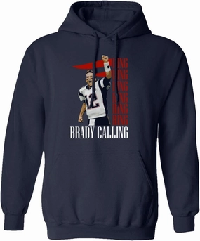 New England Fans Brady SB 6 Rings Goat Men's Hooded Sweatshirt (Navy, XX-Large)