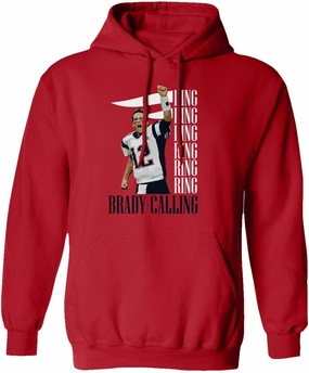 New England Fans Brady SB 6 Rings Goat Men's Hooded Sweatshirt (Red, Medium)